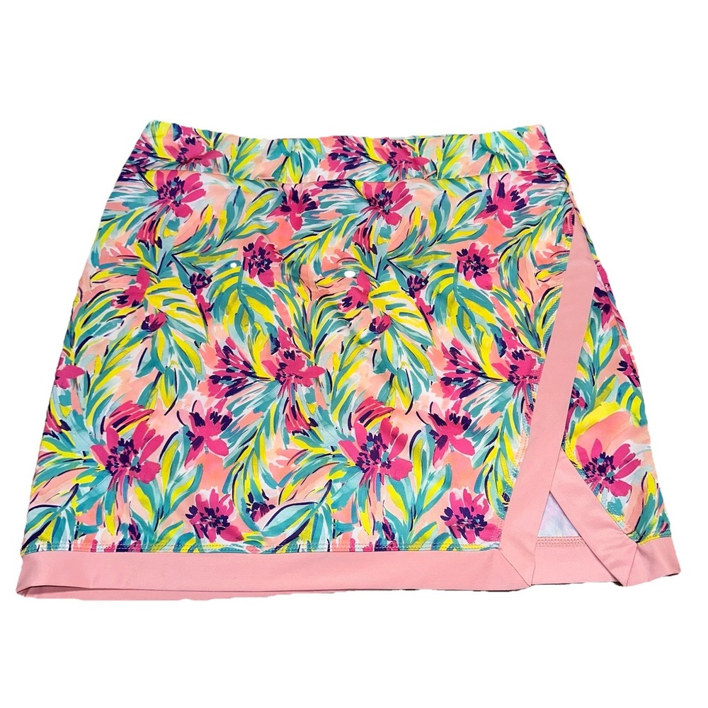 Stella Parker Golf Collection Pink Hawaiian Floral Skort Lined Skirt Women's S
